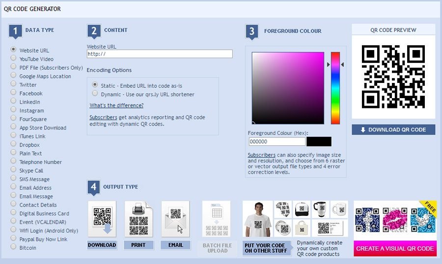 QR Stuff website helps to generate QR codes for free
